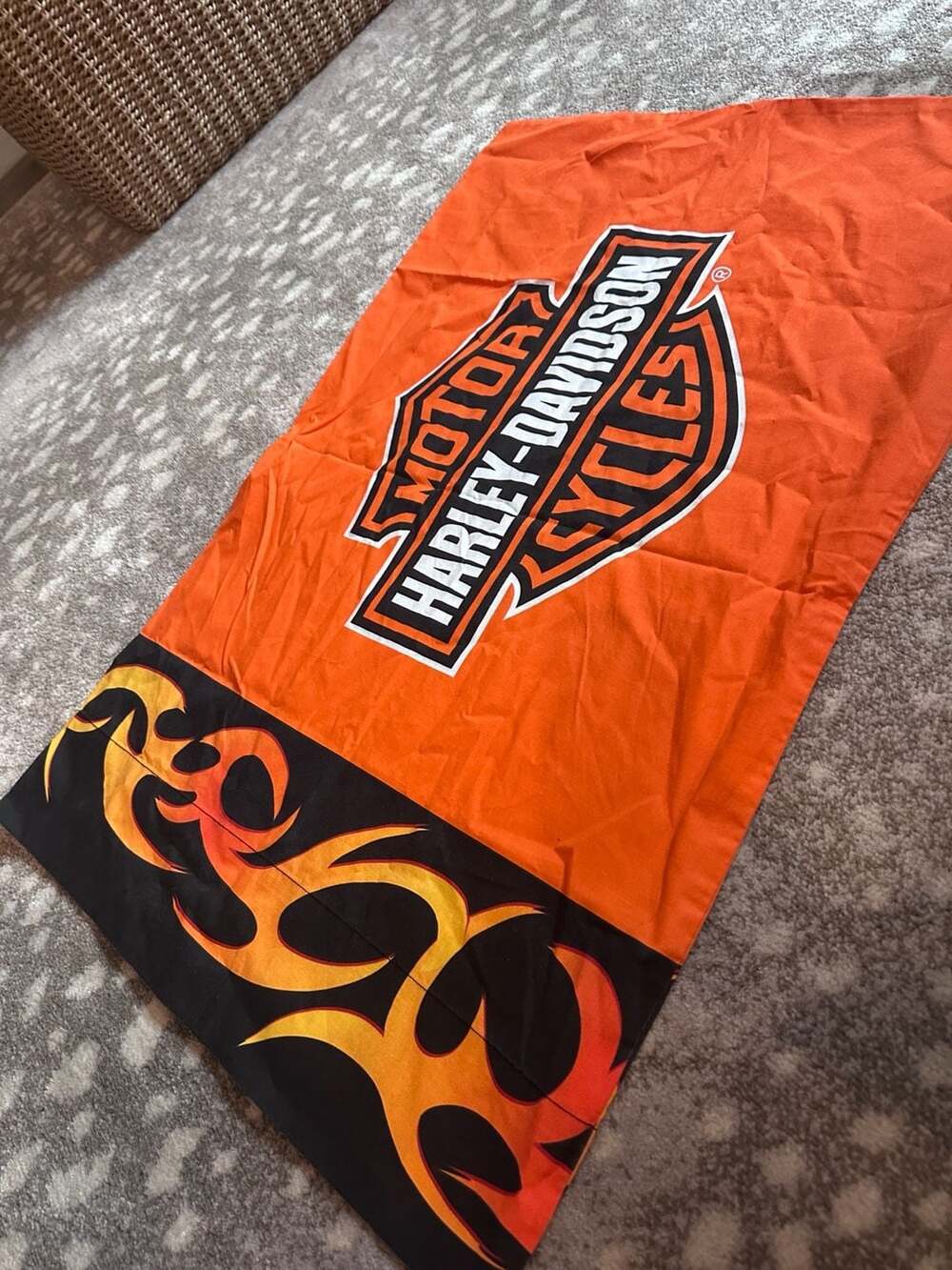 Harley Davidson Flame Standard Pillowcase Orange Black Vintage